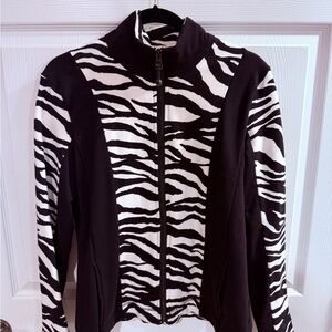 Jones New York Black and White Zebra Bomber Jacket